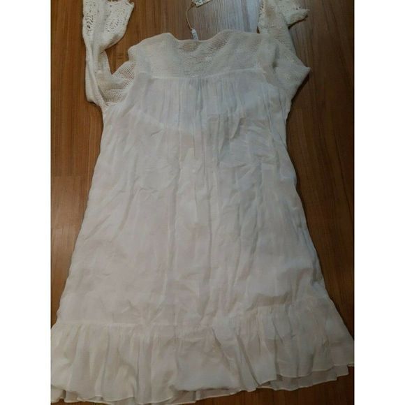 Maria Rerio Dress Crochet Lace Solid White Long Sleeve Womens Size Large - Picture 4 of 4